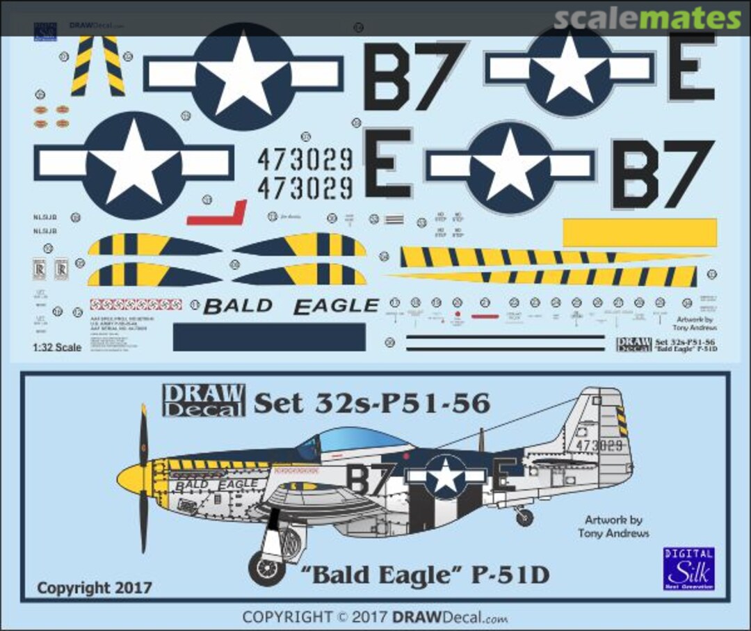Boxart P-51D "Bald Eagle" 32-P51-56 Draw Decal Boxart P-51D "Bald Eagle" 32-P51-56 Draw Decal