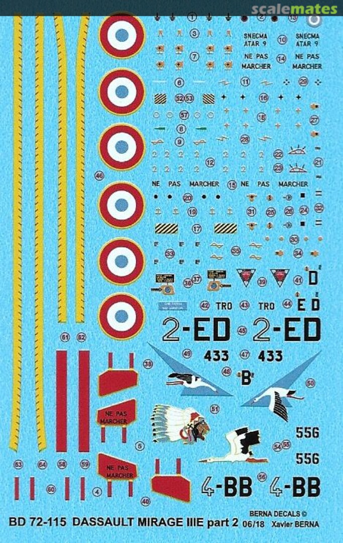 Boxart Dassault Mirage IIIE part 2 BD 72-115 Berna Decals Boxart Dassault Mirage IIIE part 2 BD 72-115 Berna Decals
