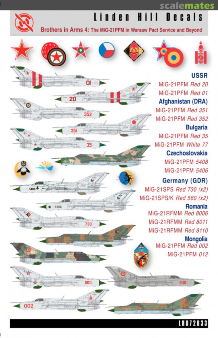 Boxart Brothers in Arms 4: The MiG-21PFM in Warsaw Pact Service and Beyond LHD72033 Linden Hill Decals Boxart Brothers in Arms 4: The MiG-21PFM in Warsaw Pact Service and Beyond LHD72033 Linden Hill Decals