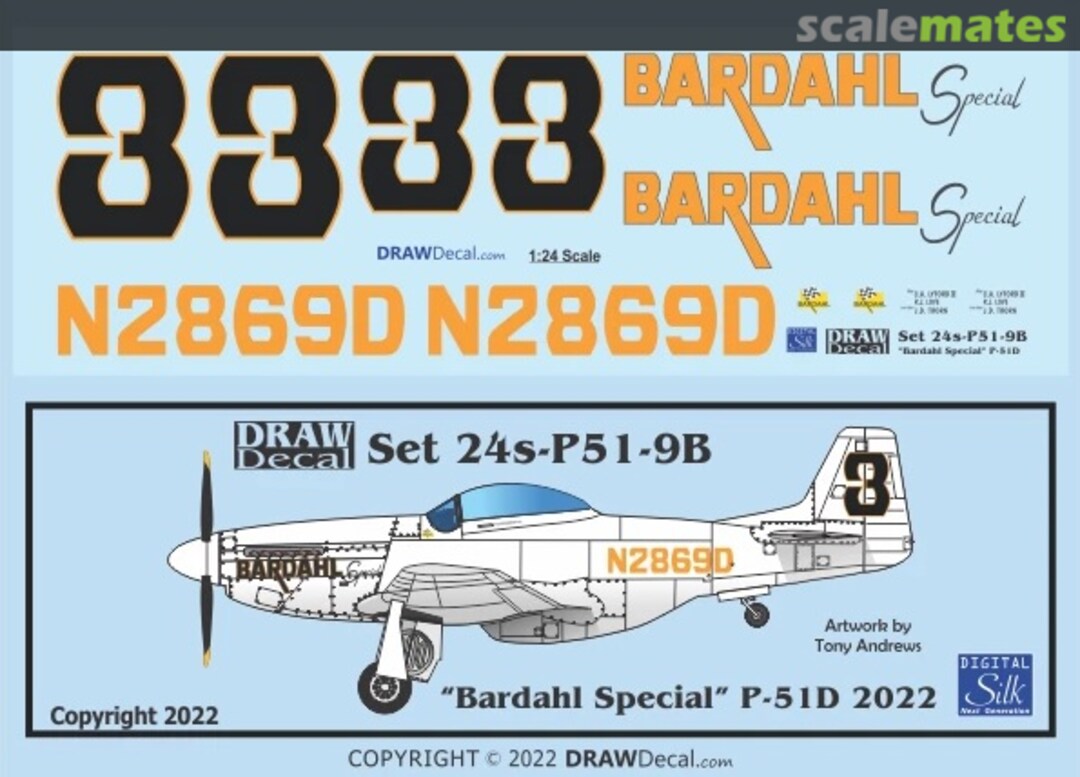 Boxart “Bardahl Special” P-51D 24-P51-9B Draw Decal Boxart “Bardahl Special” P-51D 24-P51-9B Draw Decal