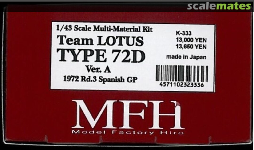 Boxart Lotus 72D K-333 Model Factory Hiro Boxart Lotus 72D K-333 Model Factory Hiro