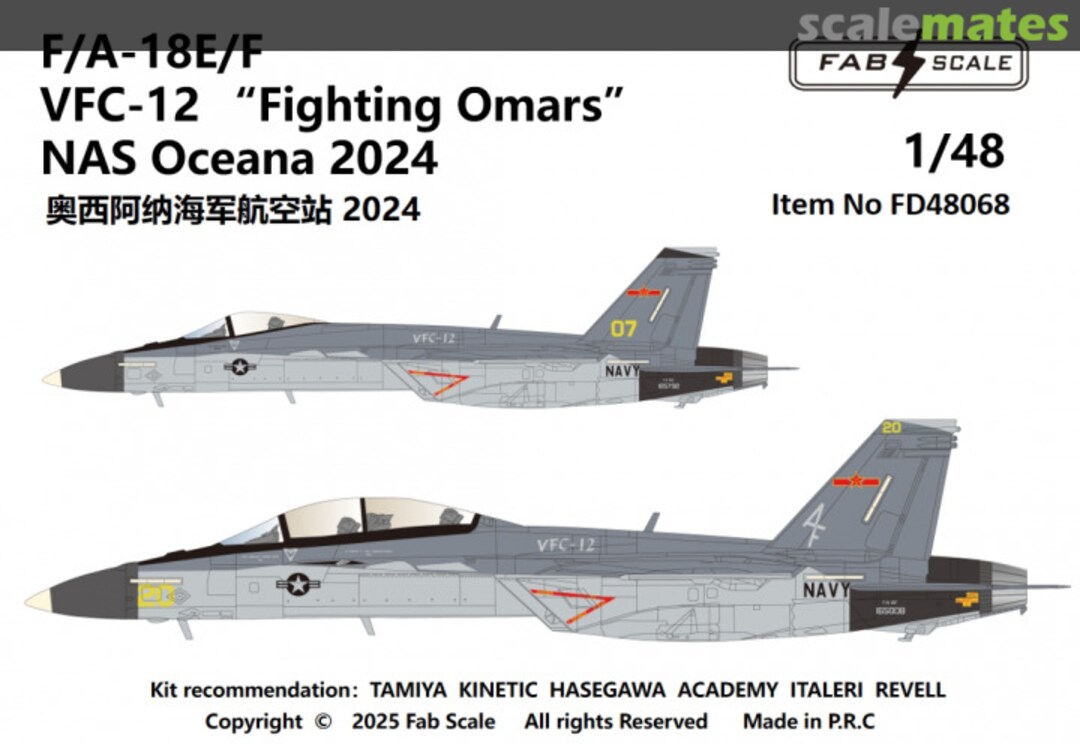 Boxart F/A-18E/F VFC-12 “Fighting Omars” NAS Oceana 2024 FD48068 Fab Scale Boxart F/A-18E/F VFC-12 “Fighting Omars” NAS Oceana 2024 FD48068 Fab Scale