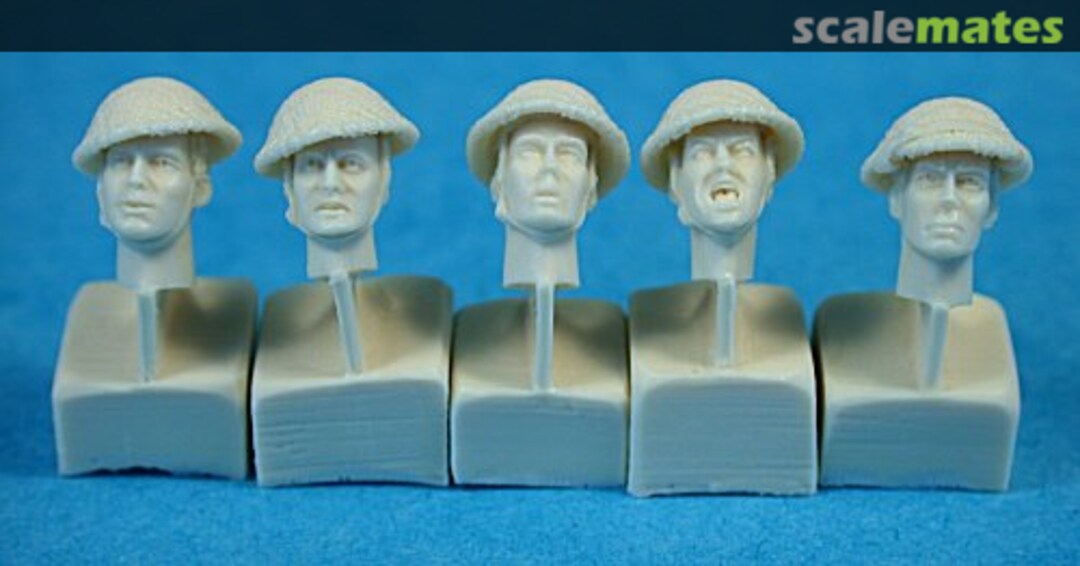 Boxart 5 Heads in WWII British Mk.II Helmets w/Netting 35042 Ultracast