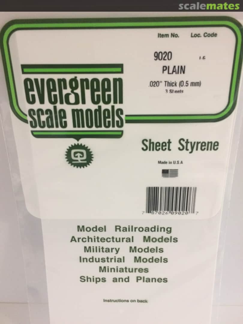 Boxart 0.020" Plain Opaque White Polystyrene Sheet 9020 Evergreen Scale Models