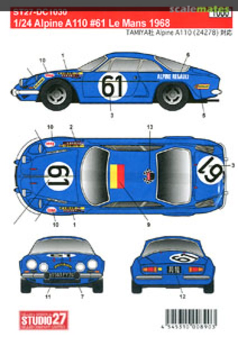 Boxart Alpine A110 #61 Le Mans 1968 ST27-DC1030 Studio27 Boxart Alpine A110 #61 Le Mans 1968 ST27-DC1030 Studio27