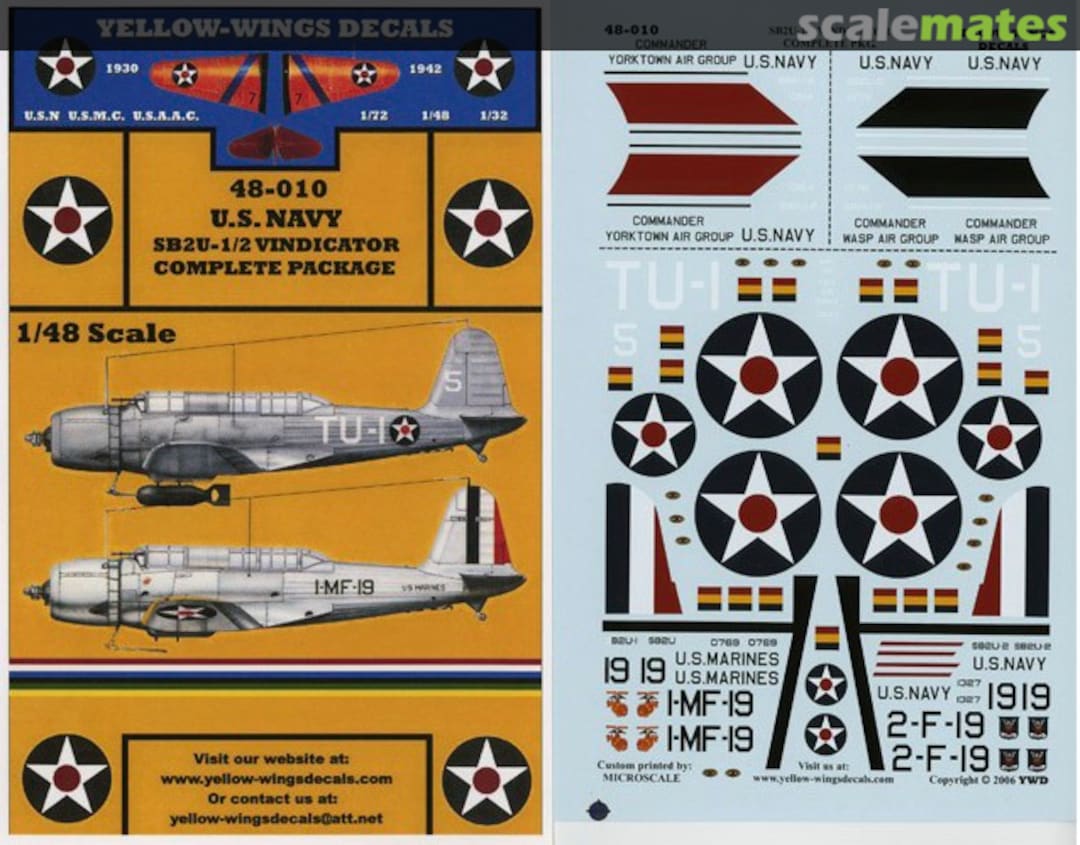 Boxart SB2U-1/2 Vindicator Complete Package 48-010 Yellow-Wings Decals Boxart SB2U-1/2 Vindicator Complete Package 48-010 Yellow-Wings Decals