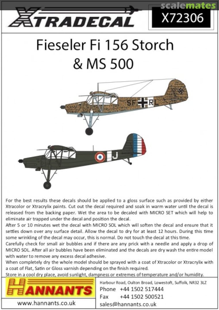 Boxart Fieseler Fi-156C-3 Storch X72306 Xtradecal Boxart Fieseler Fi-156C-3 Storch X72306 Xtradecal