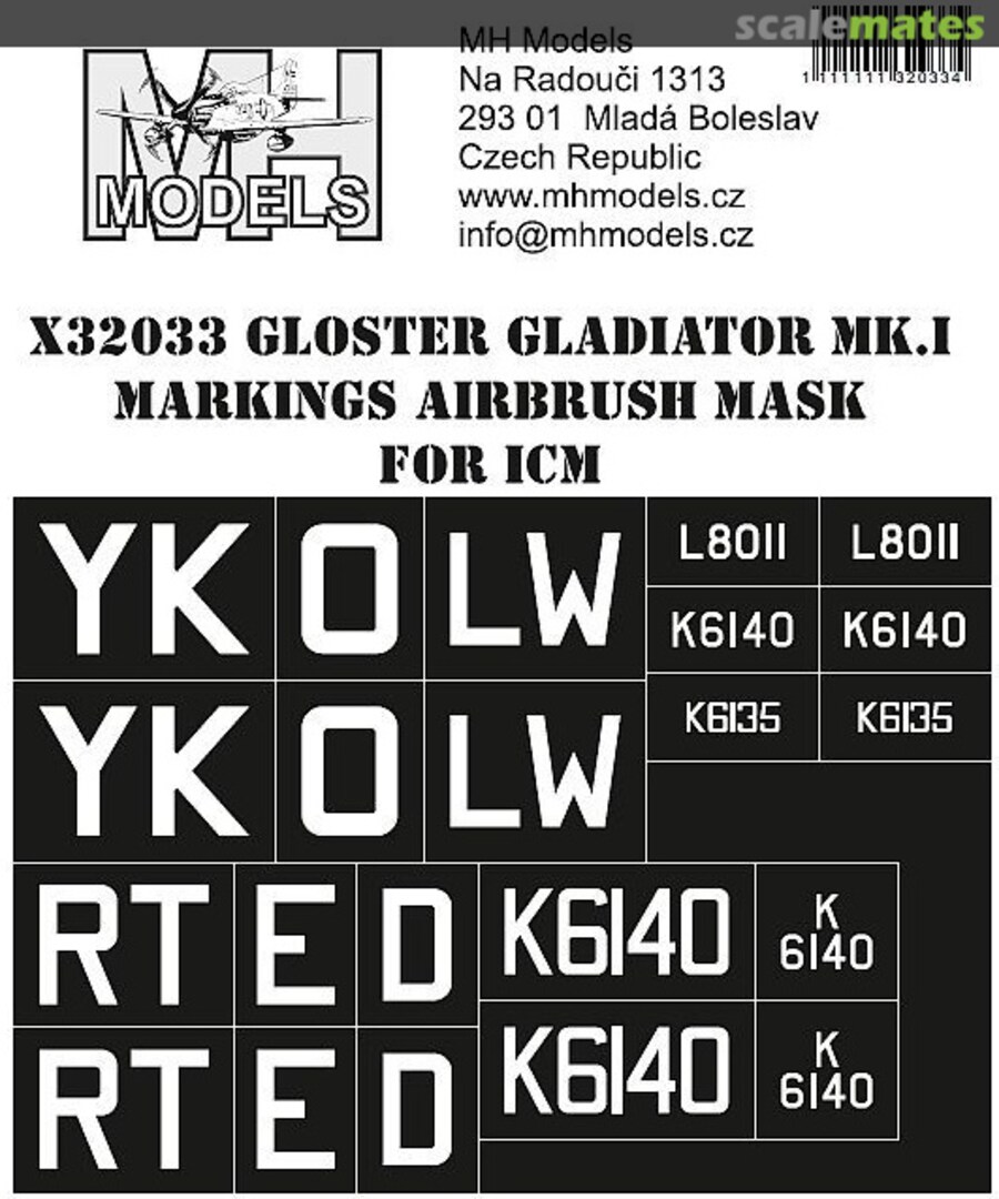 Boxart Gloster Gladiator Mk.I Markings Airbrush Mask X32033 MH Models Boxart Gloster Gladiator Mk.I Markings Airbrush Mask X32033 MH Models