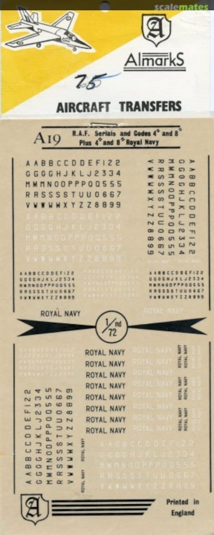 Boxart R.A.F Serials and Codes 4" and 8" A19 Almark Decals Boxart R.A.F Serials and Codes 4" and 8" A19 Almark Decals