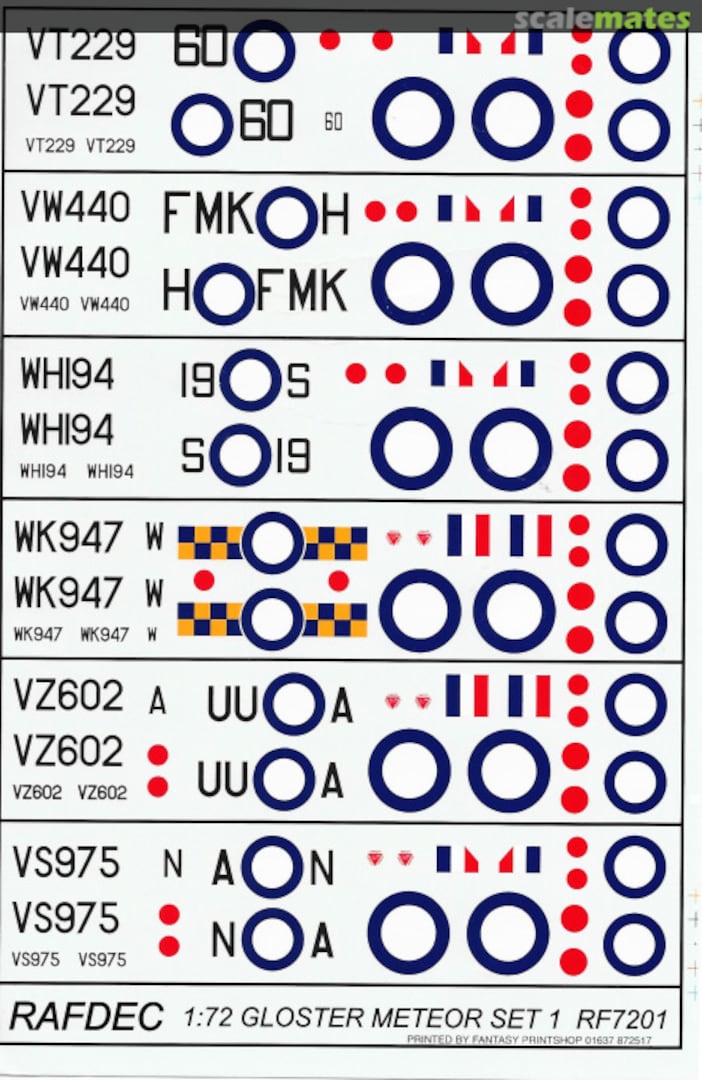 Boxart Gloster Meteor Set 1 RF7201 RAFDec Boxart Gloster Meteor Set 1 RF7201 RAFDec