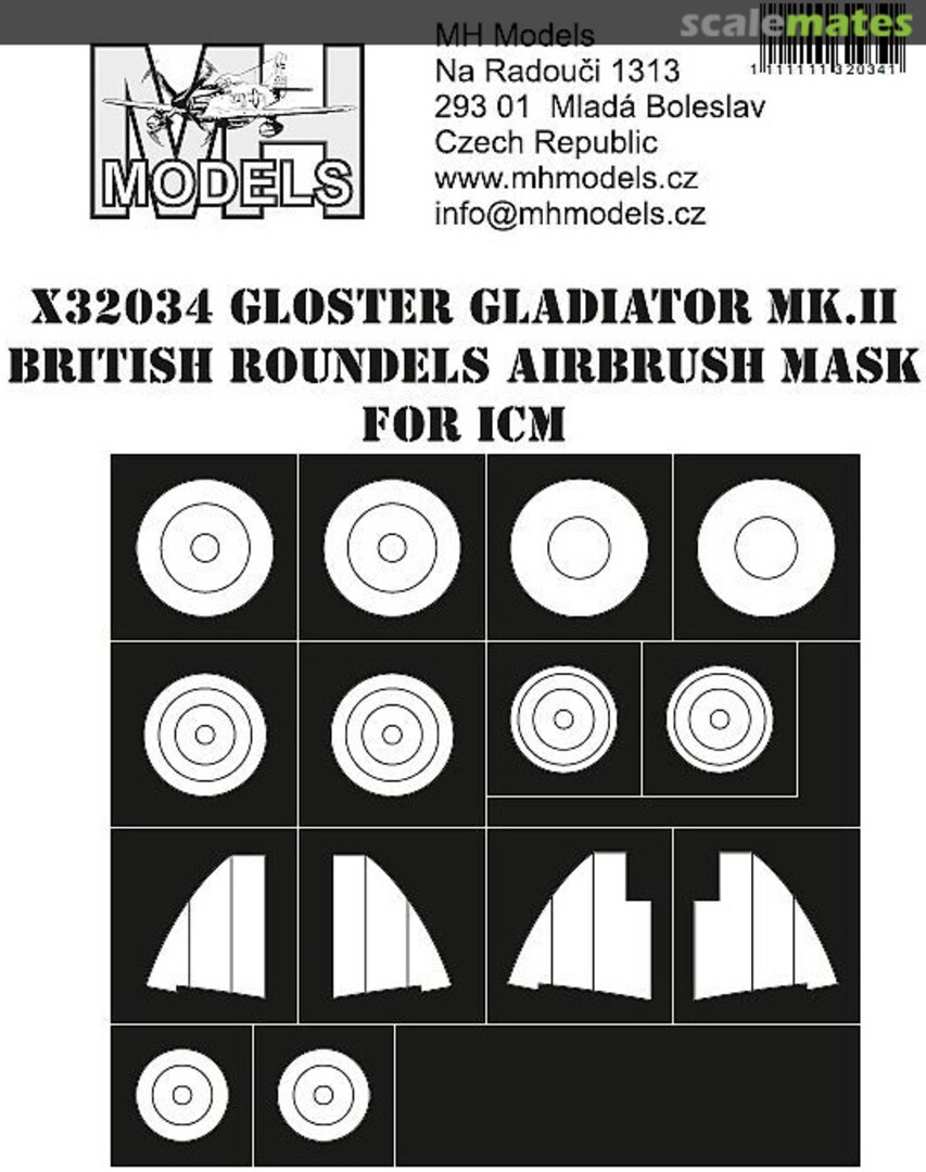 Boxart Gloster Gladiator Mk.II British Roundels Airbrush Mask X32034 MH Models