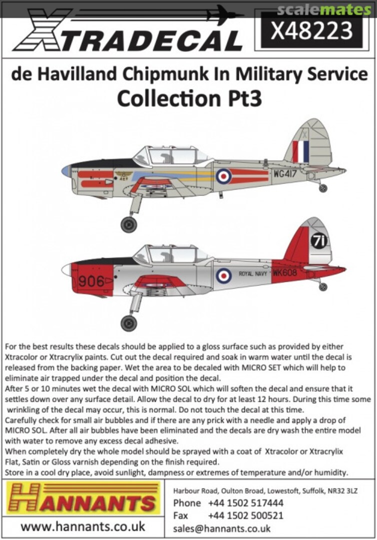 Boxart de Havilland Chipmunk in Military Service X48223 Xtradecal