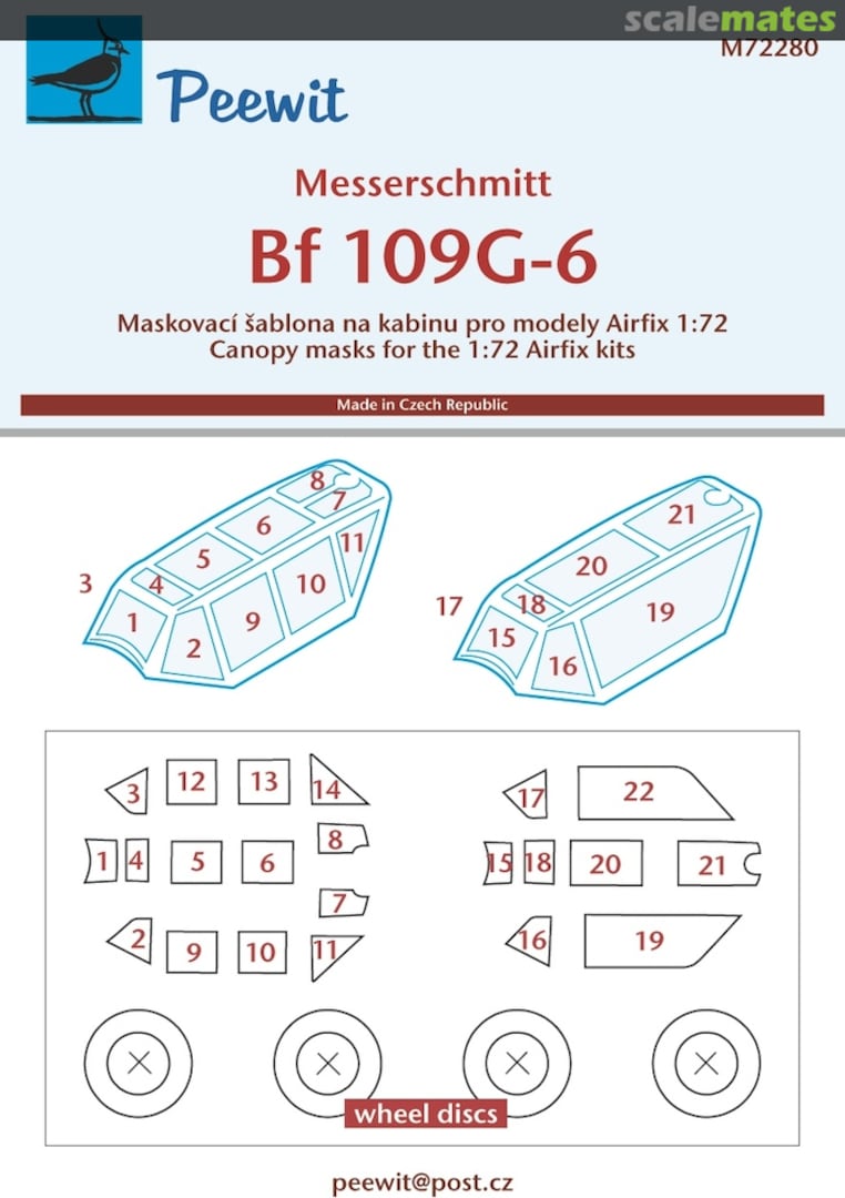 Boxart Canopy Mask: Messerschmitt Bf 109G-6 M72280 Peewit Boxart Canopy Mask: Messerschmitt Bf 109G-6 M72280 Peewit