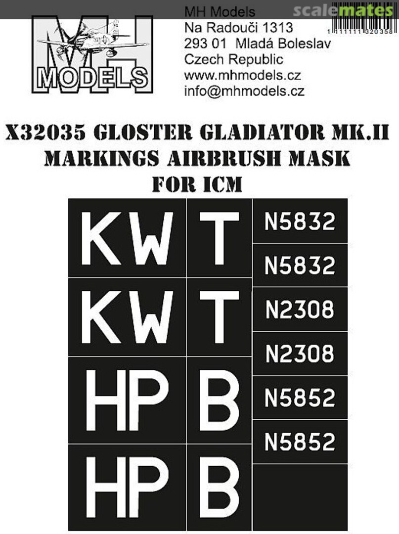 Boxart Gloster Gladiator Mk.II Markings Airbrush Mask X32035 MH Models Boxart Gloster Gladiator Mk.II Markings Airbrush Mask X32035 MH Models