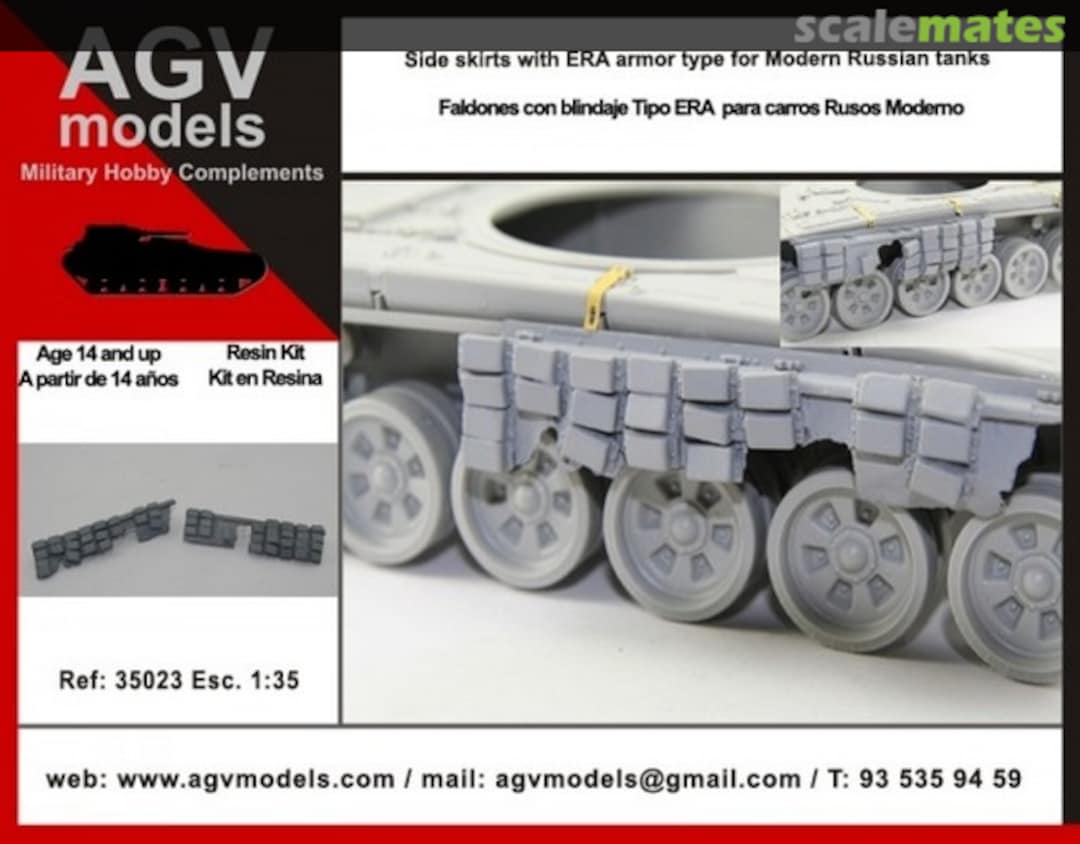 Boxart Side skirts with ERA armor type for Modern Russian tanks 35023 AGV Models