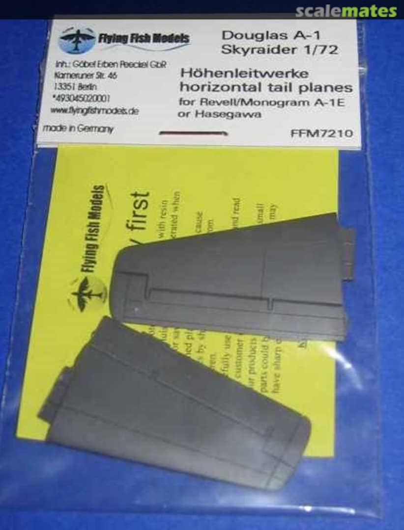 Boxart Douglas A-1 Skyraider horizontal tail planes FFM7210 Flying Fish Models Boxart Douglas A-1 Skyraider horizontal tail planes FFM7210 Flying Fish Models