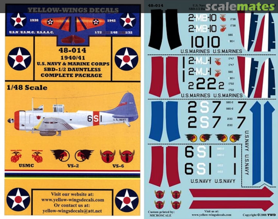 Boxart U.S. Navy & Marine Corps SBD-1/2 Dauntless 48-014 Yellow-Wings Decals Boxart U.S. Navy & Marine Corps SBD-1/2 Dauntless 48-014 Yellow-Wings Decals