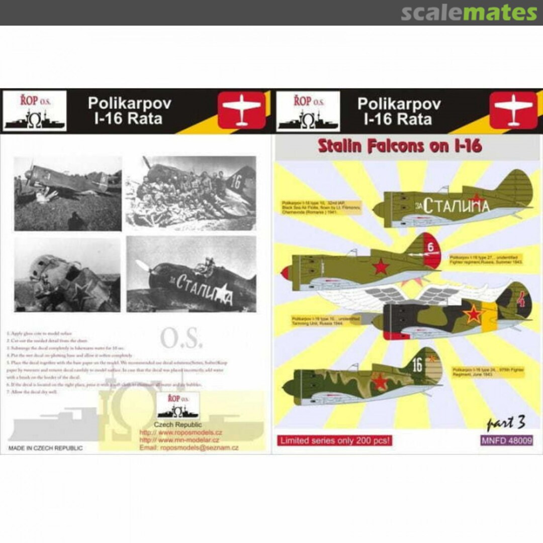 Boxart Polikarpov I-16 Rata - Stalin's Falcons on I-16 MNFDL48009 ROP o.s. Boxart Polikarpov I-16 Rata - Stalin's Falcons on I-16 MNFDL48009 ROP o.s.