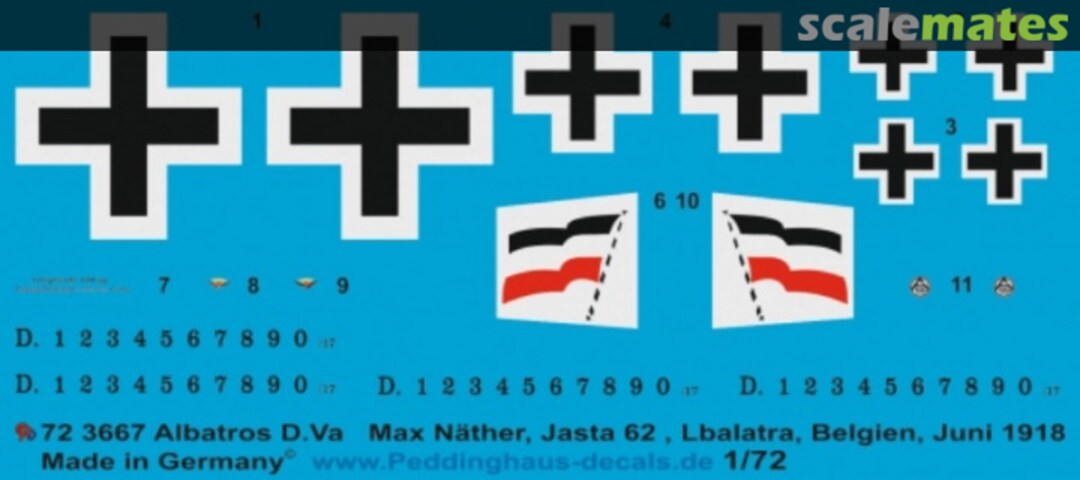 Boxart Albatros D.Va Max Näther, Jasta 62, Balâtre, Belgien, Juni 1918 72 3667 Peddinghaus-Decals Boxart Albatros D.Va Max Näther, Jasta 62, Balâtre, Belgien, Juni 1918 72 3667 Peddinghaus-Decals