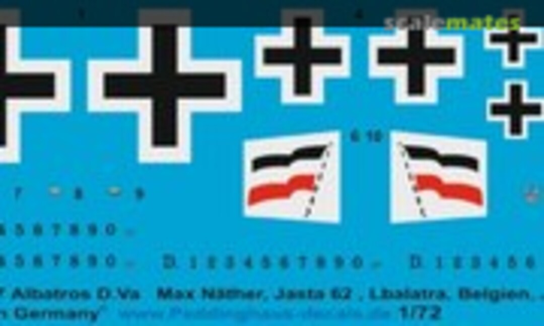 1:72 Albatros D.Va Max Näther, Jasta 62, Balâtre, Belgien, Juni 1918 (Peddinghaus-Decals 72 3667) 72 3667