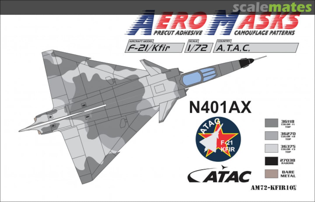 Boxart F-21/Kfir ATAC N401AX AM72-KFIR10 AeroMasks Boxart F-21/Kfir ATAC N401AX AM72-KFIR10 AeroMasks