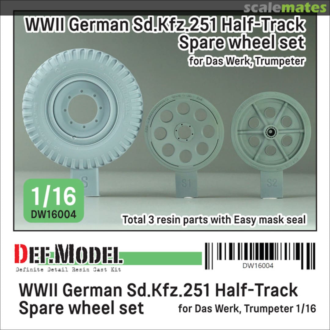 Boxart Sd.kfz.251 Half-track spare wheel set DW16004 Def.Model Boxart Sd.kfz.251 Half-track spare wheel set DW16004 Def.Model