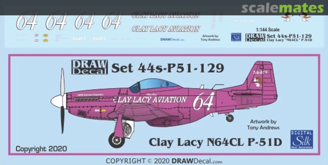 Boxart Clay Lacy P-51D N64CL 44-P51-129 Draw Decal Boxart Clay Lacy P-51D N64CL 44-P51-129 Draw Decal