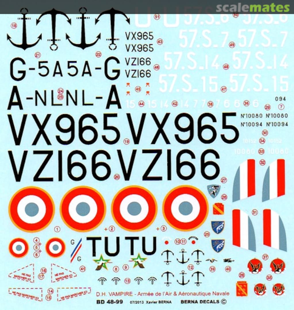 Boxart D.H. Vampire BD 48-99 Berna Decals Boxart D.H. Vampire BD 48-99 Berna Decals