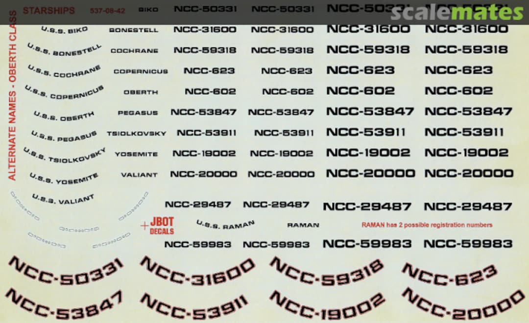 Boxart Alternate Names - Oberth Class Starships 537-08-42 JBOT Decals Boxart Alternate Names - Oberth Class Starships 537-08-42 JBOT Decals