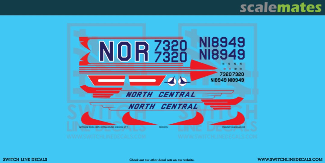 Boxart North Central Airlines DC-3 Decal Set Version A NOR100 Switch Line Decals 