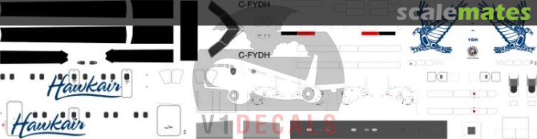 Boxart Hawkair DeHavilland Dash 8-100 V1D0177-72 V1 Decals Boxart Hawkair DeHavilland Dash 8-100 V1D0177-72 V1 Decals