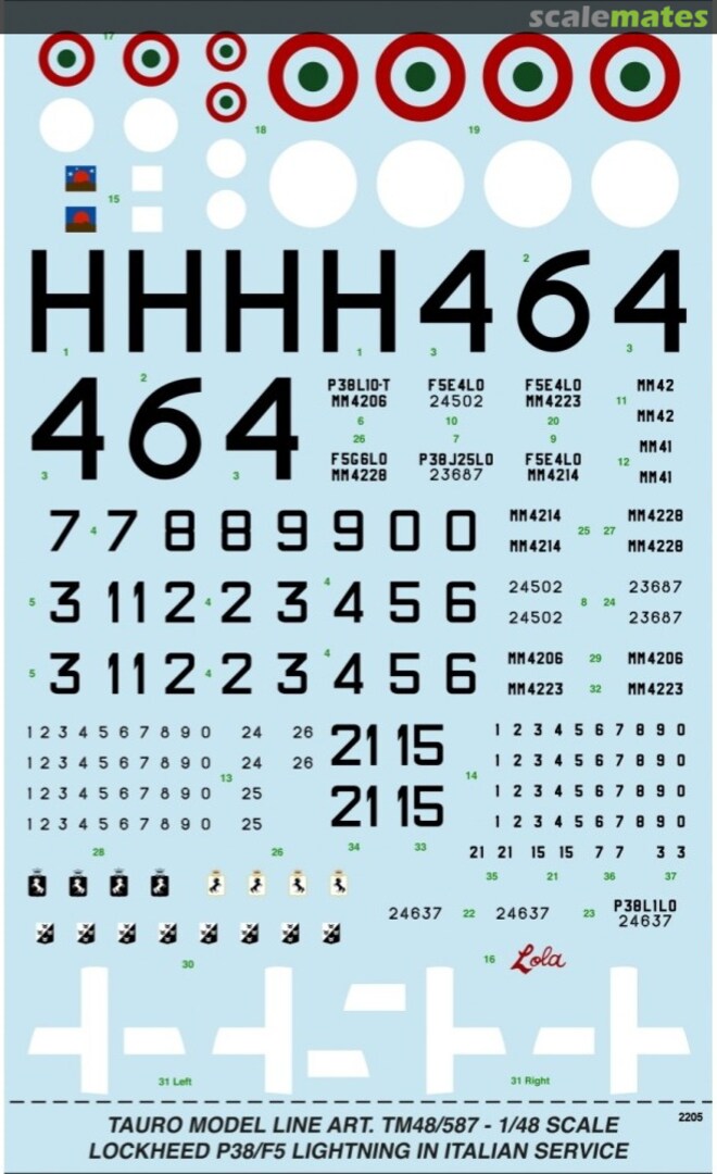 Boxart Loockeed P-38/F-5 Lightning in Italian Service 48-587 Tauro Model Boxart Loockeed P-38/F-5 Lightning in Italian Service 48-587 Tauro Model