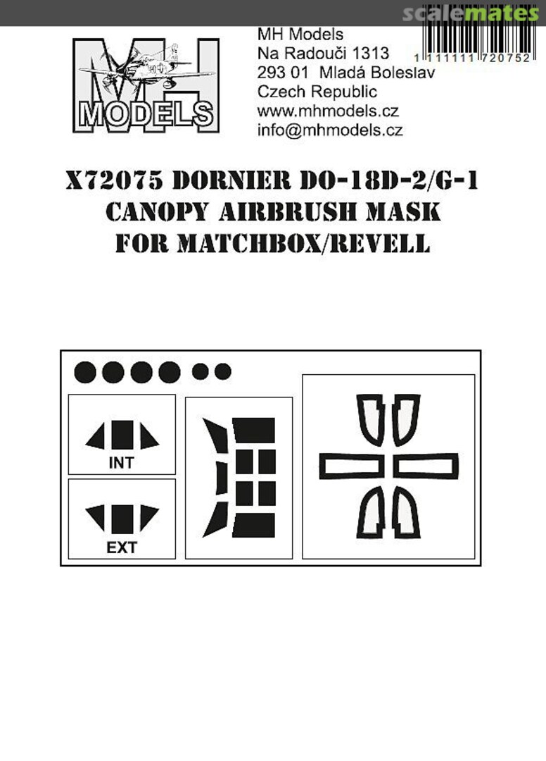 Boxart Dornier Do-18D-2/G-1 Canopy Airbrush Mask X72075 MH Models Boxart Dornier Do-18D-2/G-1 Canopy Airbrush Mask X72075 MH Models