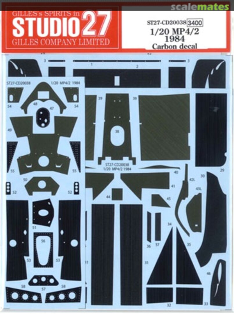 Boxart MP4/2 1984 Carbon decal (for Beemax) CD20038 Studio27 Boxart MP4/2 1984 Carbon decal (for Beemax) CD20038 Studio27