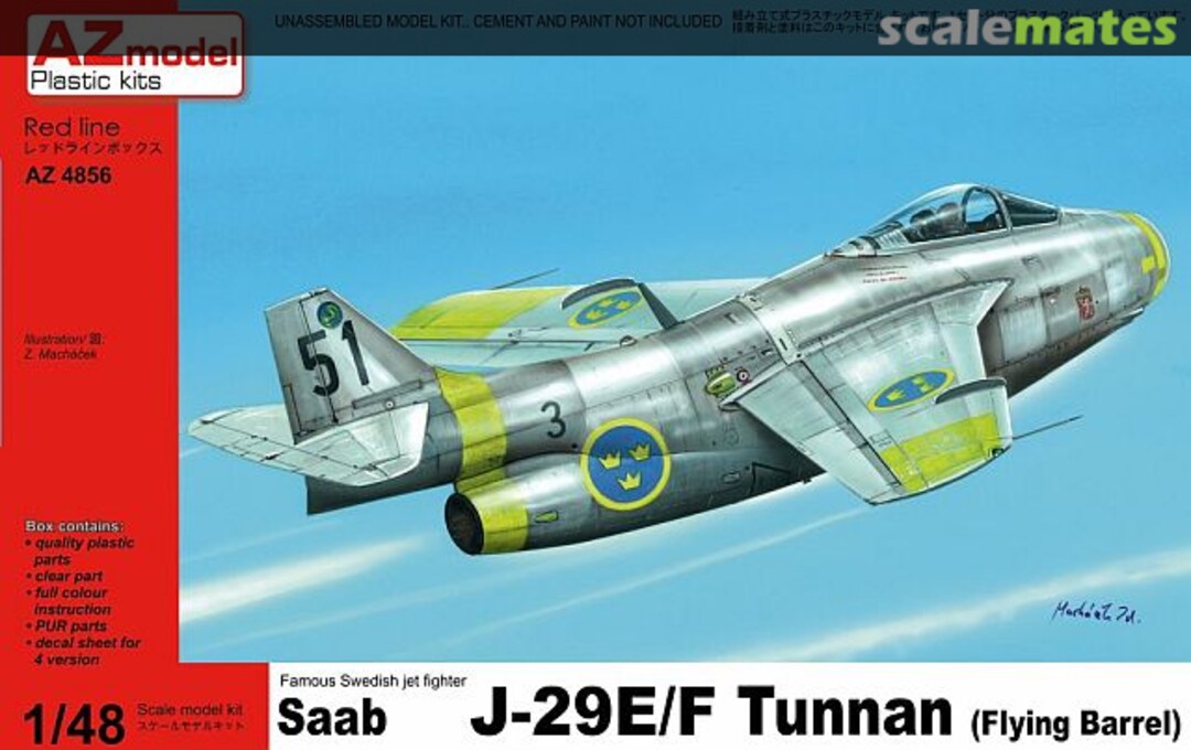 Boxart Saab J-29E/F Tunnan AZ4866 AZmodel Boxart Saab J-29E/F Tunnan AZ4866 AZmodel