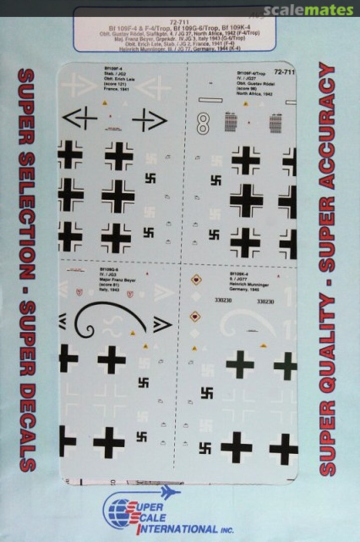 Boxart Messerschmitt Bf 109 F-4, G-6, K-4 72-711 SuperScale International Boxart Messerschmitt Bf 109 F-4, G-6, K-4 72-711 SuperScale International