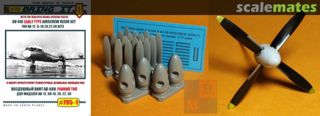 Boxart Antonov An-12, Ilyushin IL-18, 20, 22, 38 - correct AV-68i propellers set (early type) #795-1 MLH/Bring It! Boxart Antonov An-12, Ilyushin IL-18, 20, 22, 38 - correct AV-68i propellers set (early type) #795-1 MLH/Bring It!