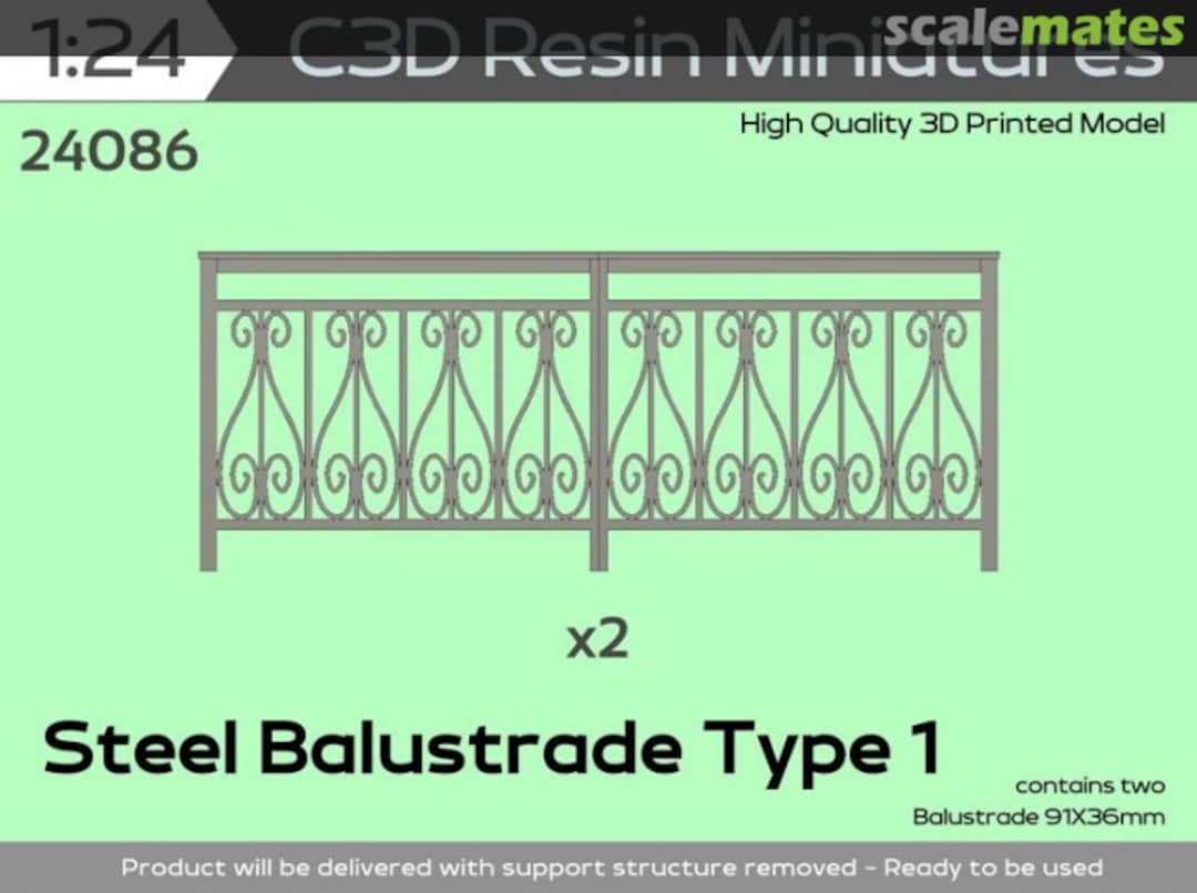 Boxart Steel Balustrade Set 1 24086 C3D Resin Miniatures Boxart Steel Balustrade Set 1 24086 C3D Resin Miniatures