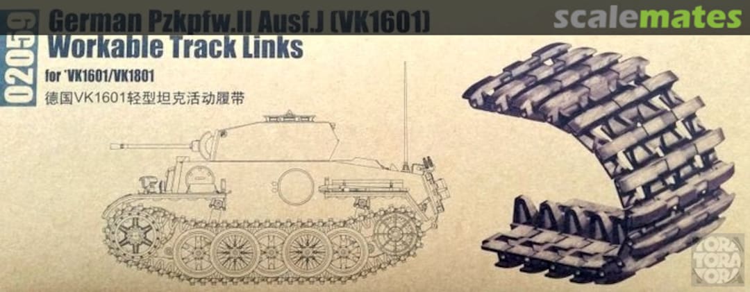 Boxart PzKpfw.II Ausf.J (VK1601) Workable Track links 02059 Trumpeter Boxart PzKpfw.II Ausf.J (VK1601) Workable Track links 02059 Trumpeter