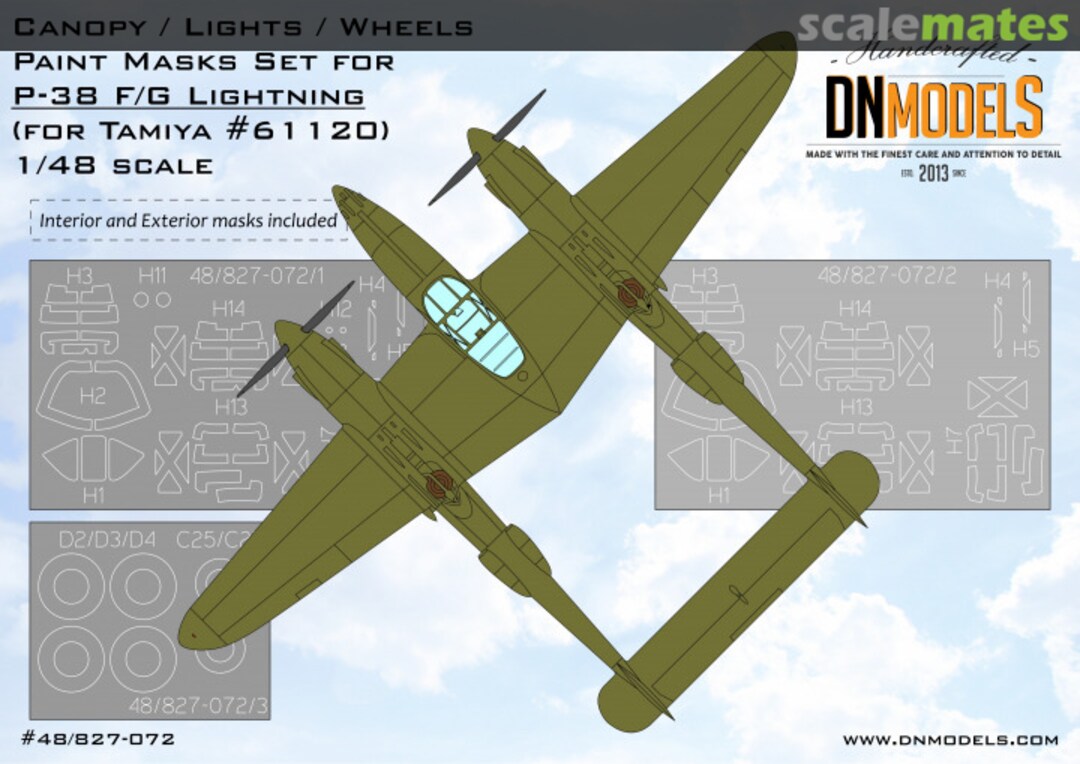 Boxart P-38 Lightning Canopy, Lights & Wheels Paint Mask Set - Interior and Exterior 48/827-072 DN Models Boxart P-38 Lightning Canopy, Lights & Wheels Paint Mask Set - Interior and Exterior 48/827-072 DN Models