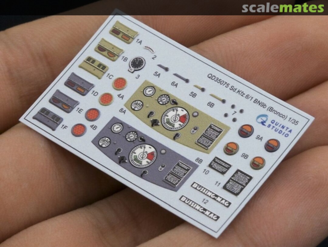 Contents Sd.Kfz.6-1 BN9b interior 3D decals QD35075 Quinta Studio