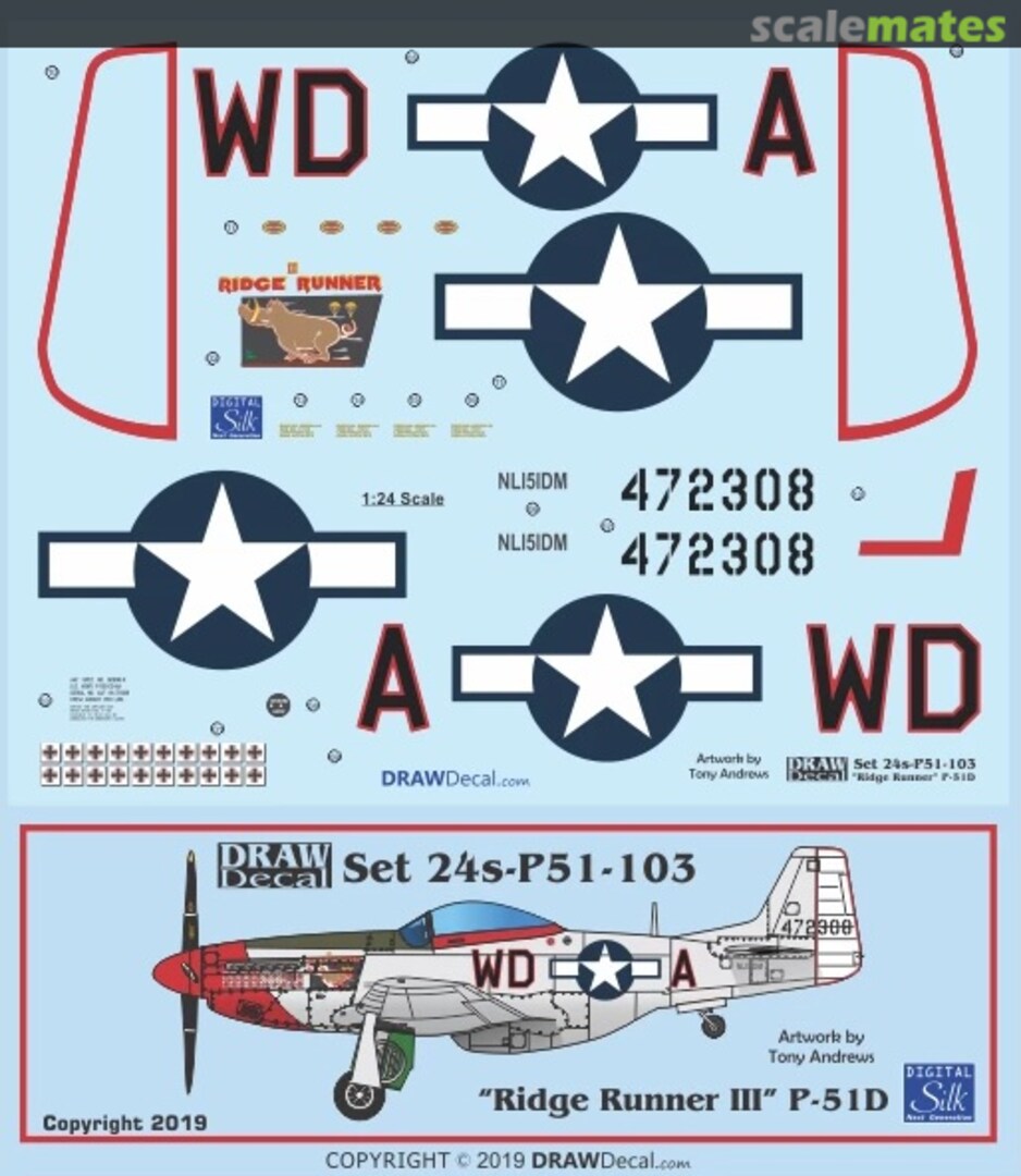 Boxart “Ridge Runner III” P-51D 24-P51-103 Draw Decal Boxart “Ridge Runner III” P-51D 24-P51-103 Draw Decal