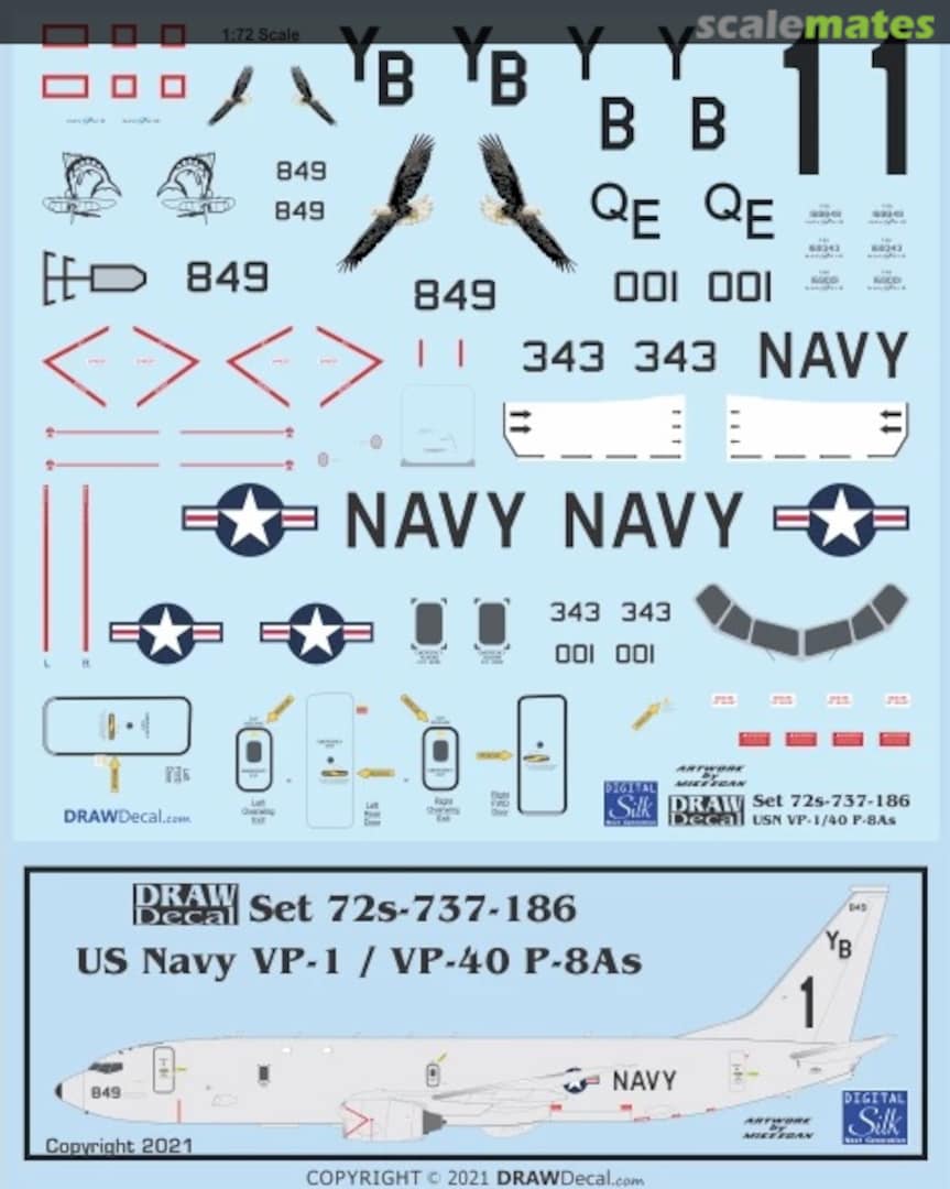 Boxart US Navy VP-1 / VP-40 P-8As Poseidons 72-737-186 Draw Decal Boxart US Navy VP-1 / VP-40 P-8As Poseidons 72-737-186 Draw Decal