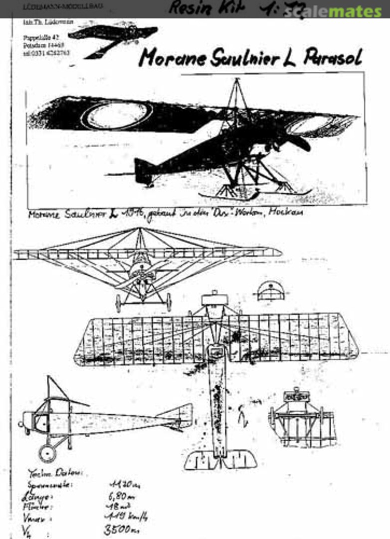 Boxart Morane Saulnier "L" LR49 Lüdemann-Modellbau Boxart Morane Saulnier "L" LR49 Lüdemann-Modellbau