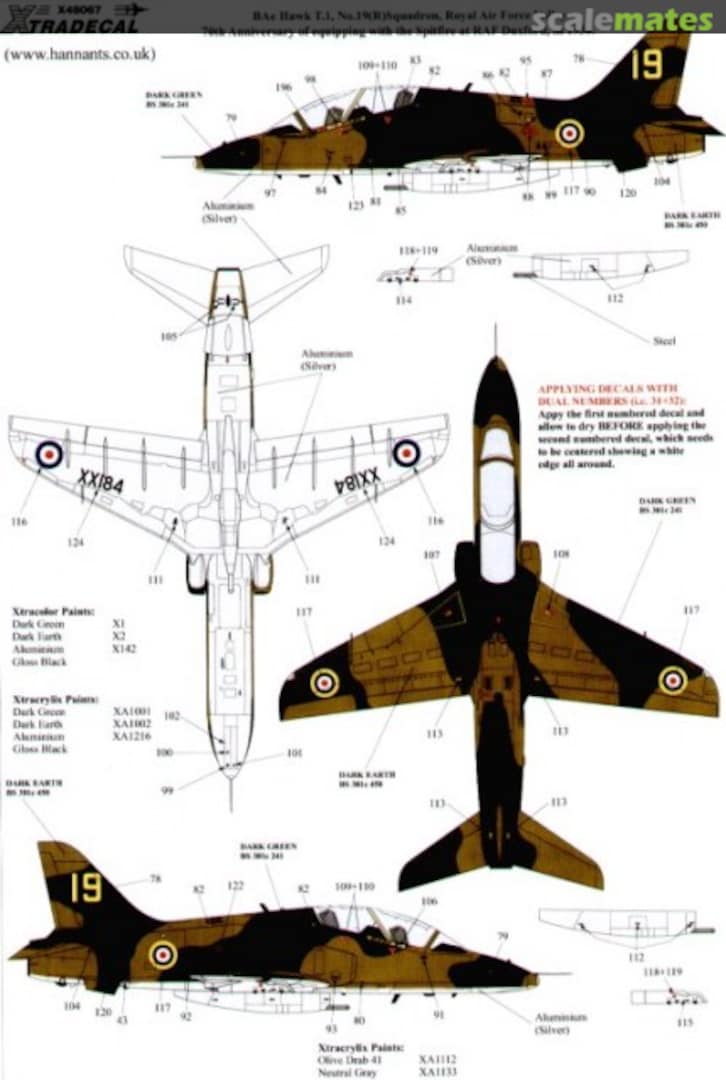 Boxart BAe Hawk T.1 70th Anniversary Supermarine Spitfire scheme X48-067 Xtradecal Boxart BAe Hawk T.1 70th Anniversary Supermarine Spitfire scheme X48-067 Xtradecal