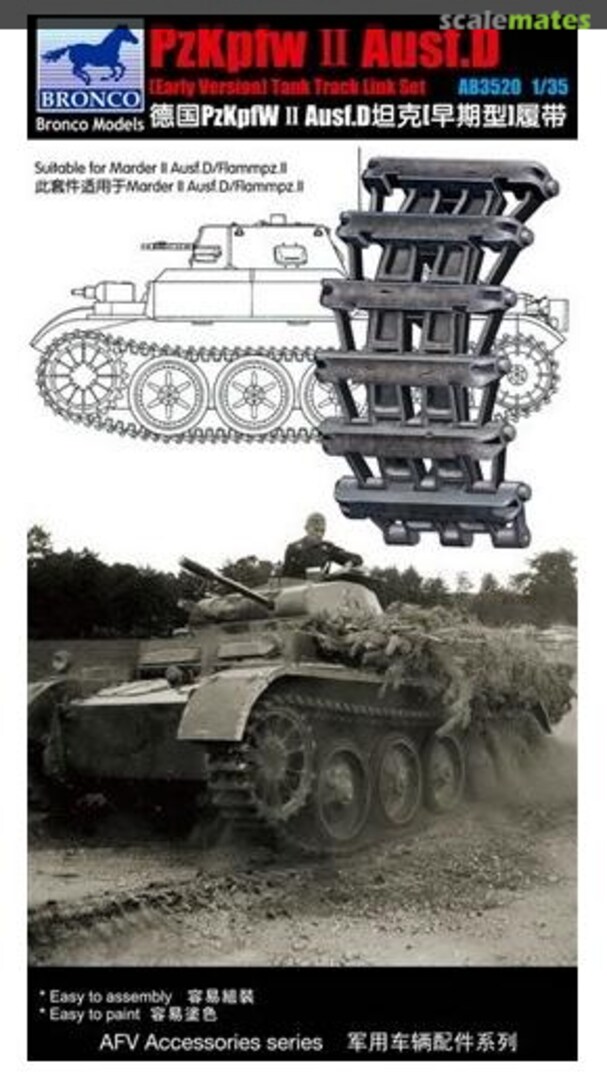 Boxart Panzer II Ausf.D (Early) Track Link Set AB3520 Bronco Boxart Panzer II Ausf.D (Early) Track Link Set AB3520 Bronco