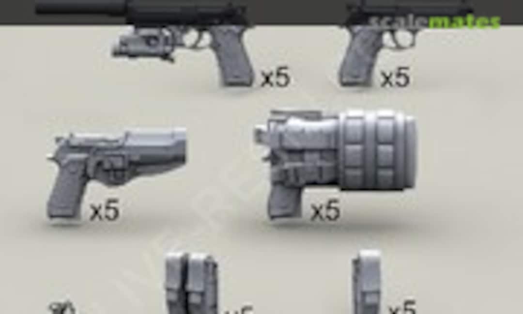 1:35 Various M9 Pistols (20), AN/PEQ14 Integrated LWLP & Holsters/Pouches (15) (Live Resin LRE-35031) LRE-35031