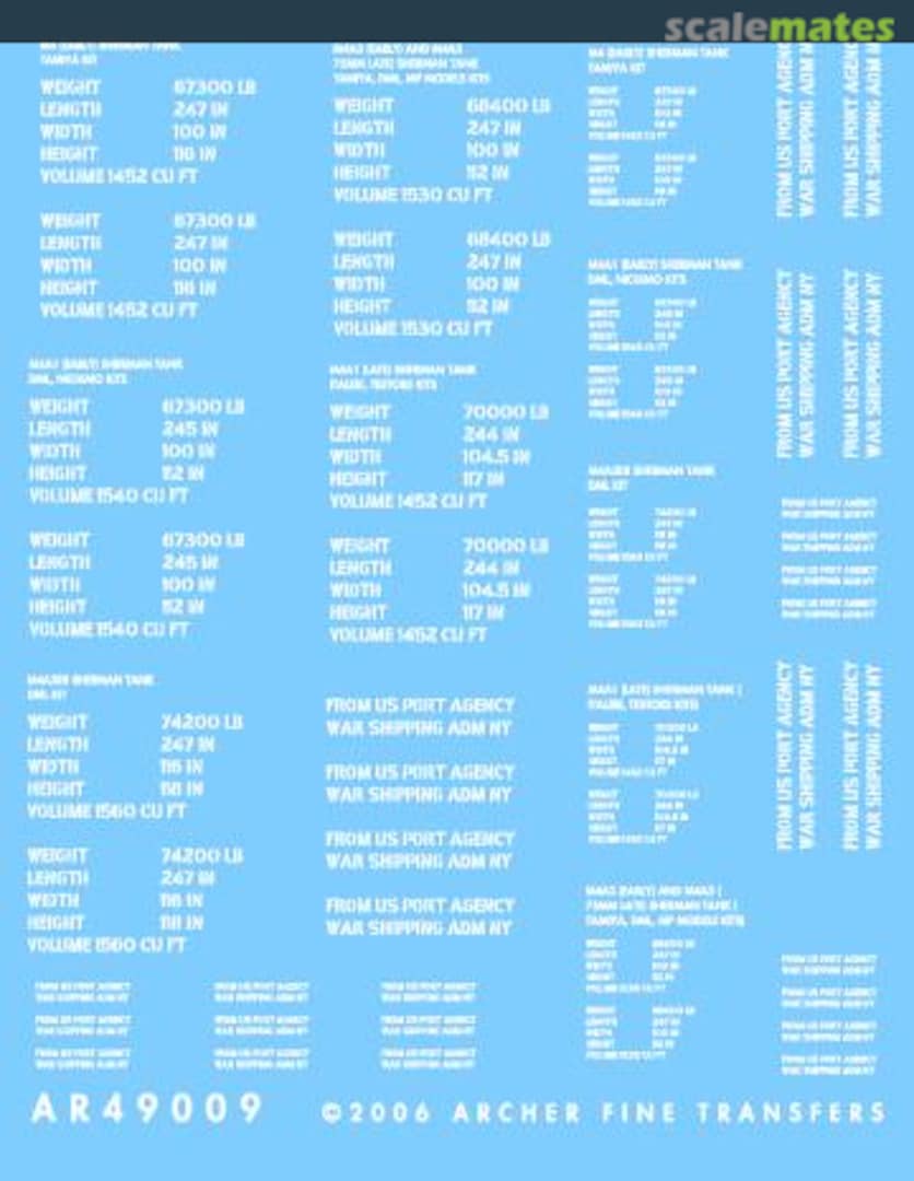 Boxart D-Day shipping stencils for Shermans (white) AR49009W Archer Boxart D-Day shipping stencils for Shermans (white) AR49009W Archer