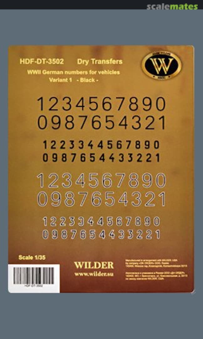Boxart German Numbers for Vehicles WWII - Dry Transfers; Variante 1 black HDF-DT-3502 Wilder Products Boxart German Numbers for Vehicles WWII - Dry Transfers; Variante 1 black HDF-DT-3502 Wilder Products