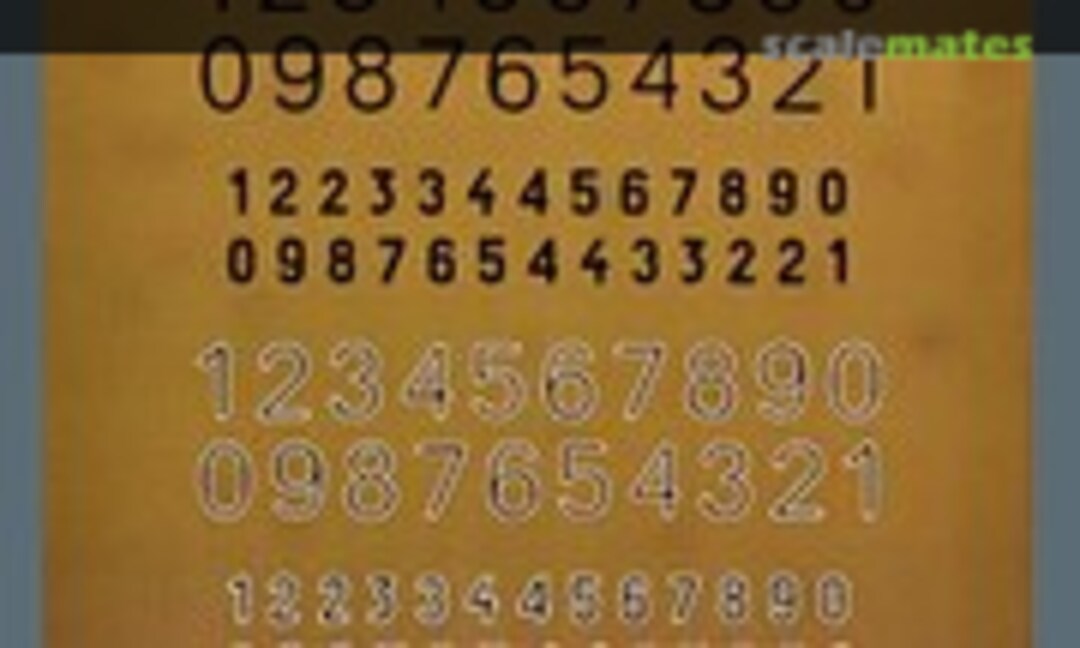 1:35 German Numbers for Vehicles WWII - Dry Transfers; Variante 1 black (Wilder Products HDF-DT-3502)